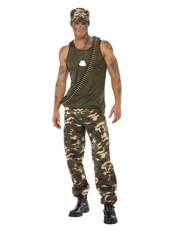 Deluxe Khaki Camo Costume, Male, Khaki Green - Adult Weekender