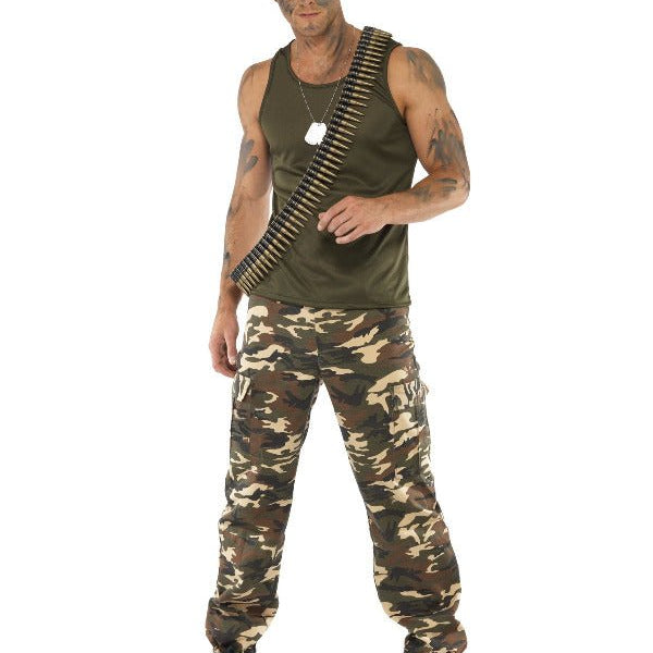 Deluxe Khaki Camo Costume, Male, Khaki Green - Adult Weekender