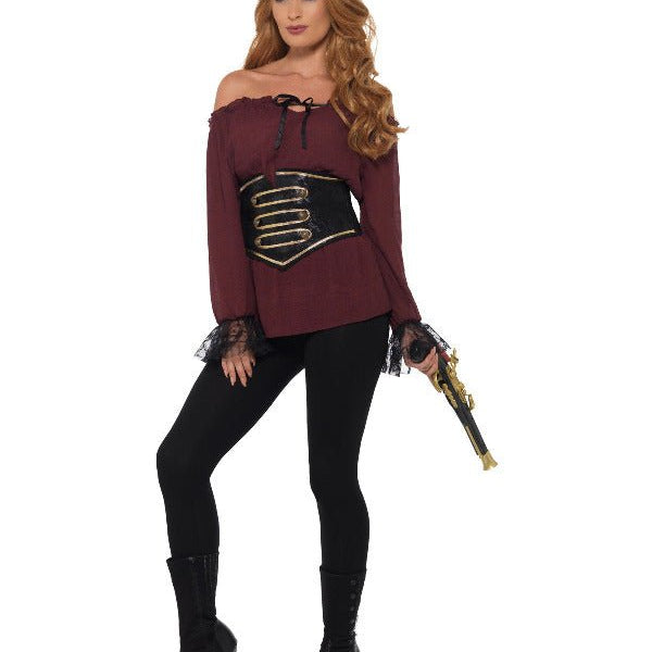 Deluxe Pirate Shirt, Ladies, Red - Adult Weekender