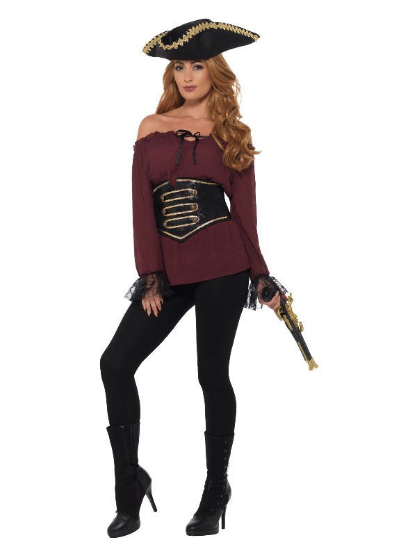 Deluxe Pirate Shirt, Ladies, Red - Adult Weekender