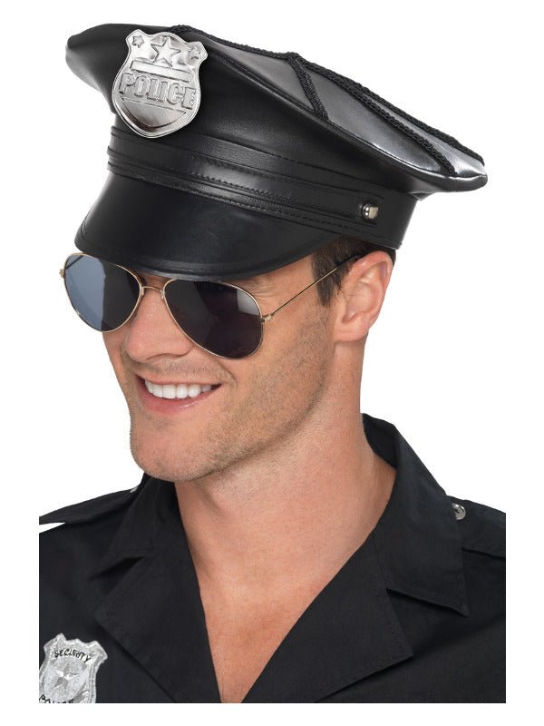 Deluxe Police Hat, Black - Adult Weekender