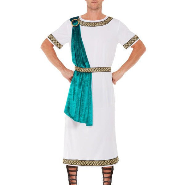 Deluxe Roman Empire Emperor Toga Costume, White - Adult Weekender