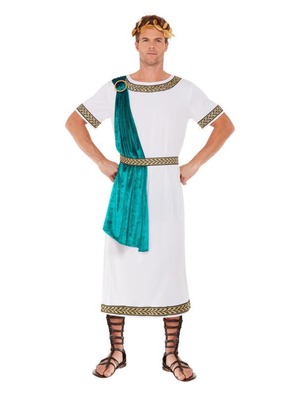 Deluxe Roman Empire Emperor Toga Costume, White - Adult Weekender