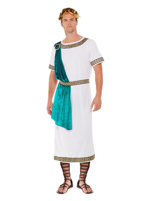 Deluxe Roman Empire Emperor Toga Costume, White - Adult Weekender