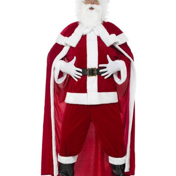 Deluxe Santa Claus Costume with Trousers, Red - Adult Weekender