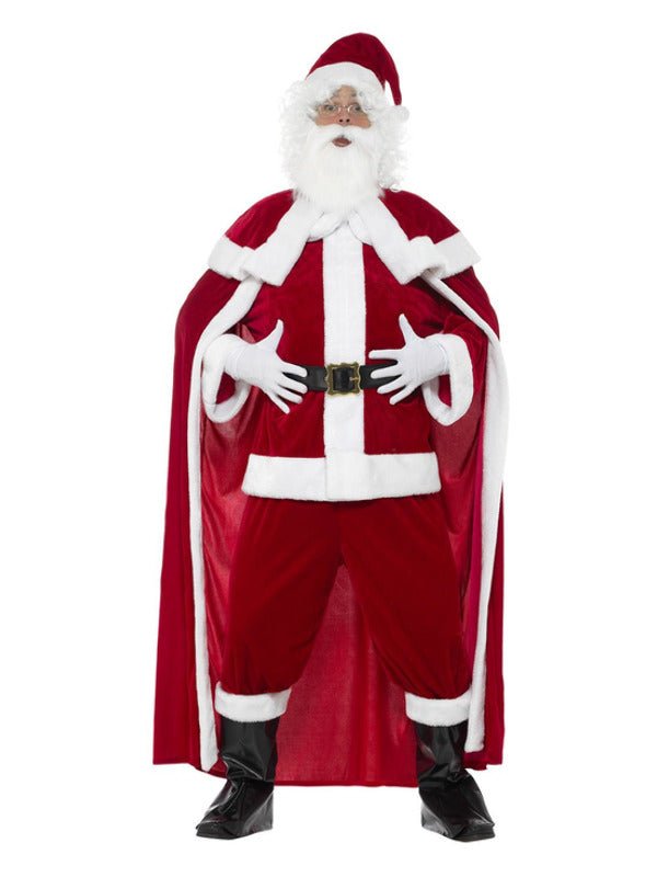Deluxe Santa Claus Costume with Trousers, Red - Adult Weekender