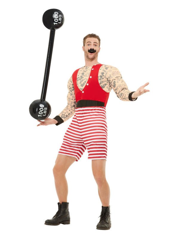Deluxe Strongman Costume, Red &amp; White - Adult Weekender