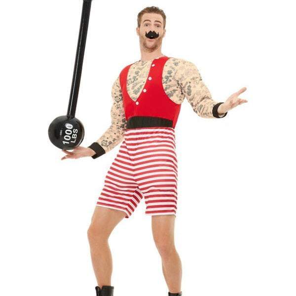 Deluxe Strongman Costume, Red & White - Adult Weekender