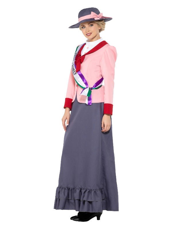 Deluxe Victorian Suffragette Costume, Grey &amp; Pink - Adult Weekender