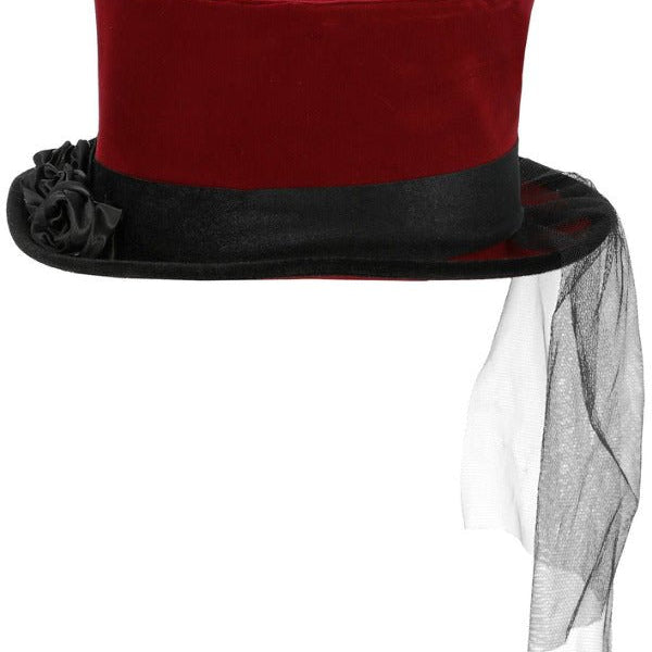 Deluxe Victorian Vampiress Hat, Burgundy - Adult Weekender