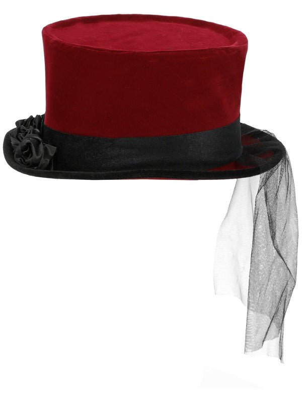 Deluxe Victorian Vampiress Hat, Burgundy - Adult Weekender
