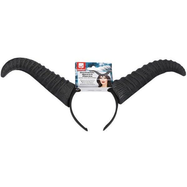 Demonic Queen Horns, on Headband, Black - Adult Weekender