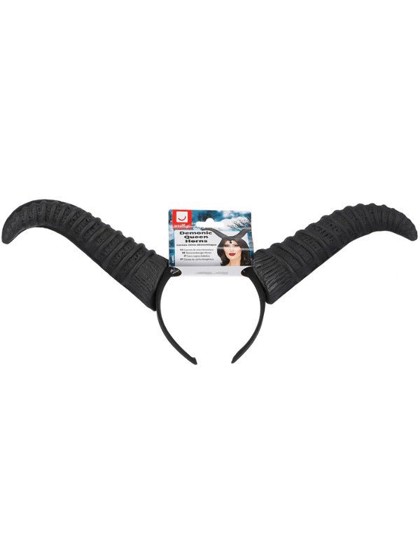 Demonic Queen Horns, on Headband, Black - Adult Weekender