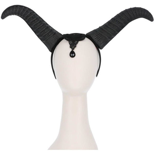 Demonic Queen Horns, on Headband, Black - Adult Weekender