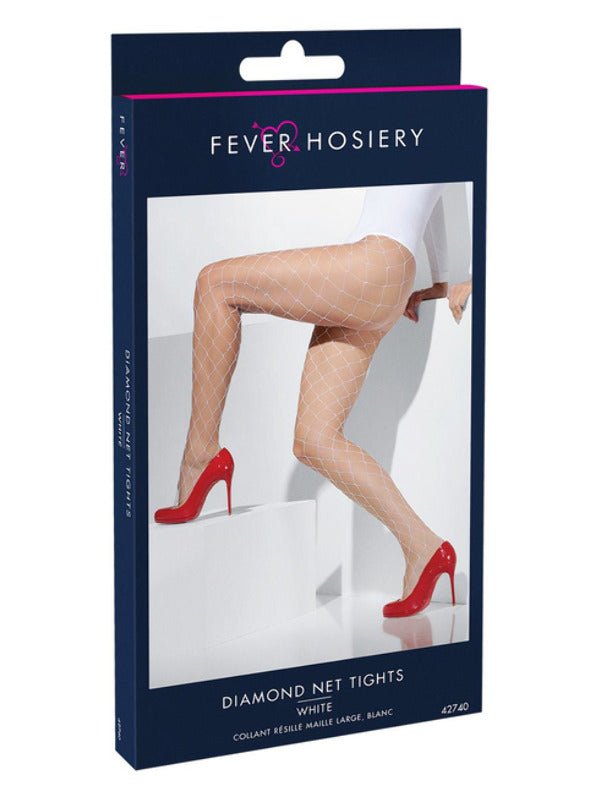 Diamond Net Tights, White - Adult Weekender