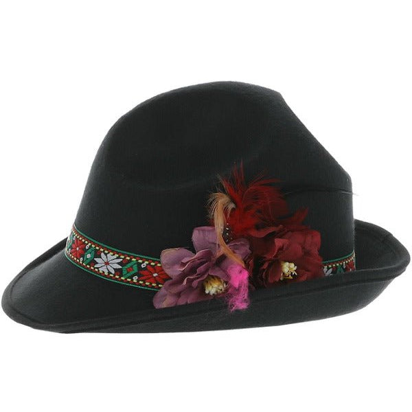 Dirndl Trenker Hat, with Feathers & Flowers - Adult Weekender