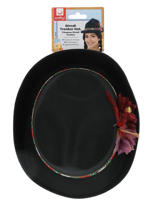 Dirndl Trenker Hat, with Feathers &amp; Flowers - Adult Weekender