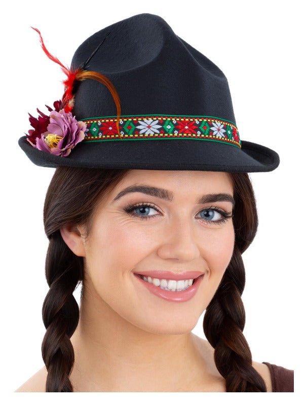 Dirndl Trenker Hat, with Feathers &amp; Flowers - Adult Weekender