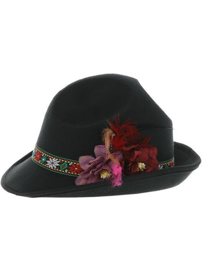 Dirndl Trenker Hat, with Feathers & Flowers - Adult Weekender