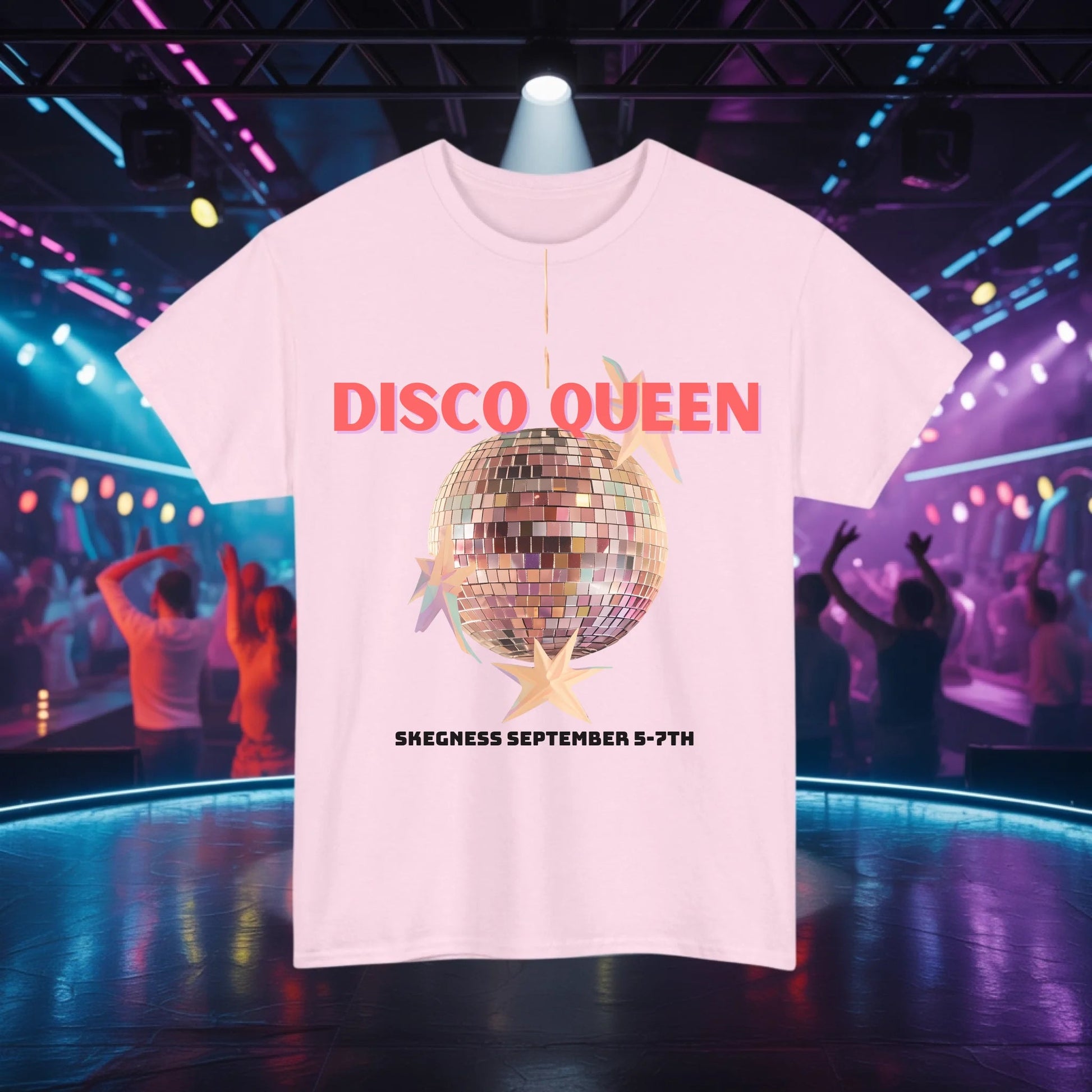Discos Queen - Adult Weekender Front and Back Personalised Unisex Heavy T-Shirt 70s - Adult Weekender