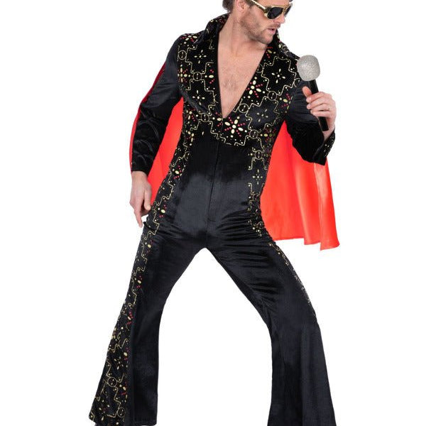 Elvis Black Rhinestone Costume - Adult Weekender