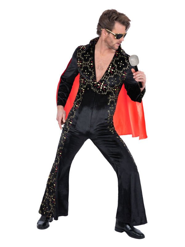 Elvis Black Rhinestone Costume - Adult Weekender