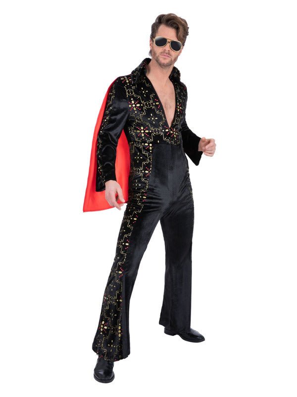 Elvis Black Rhinestone Costume - Adult Weekender