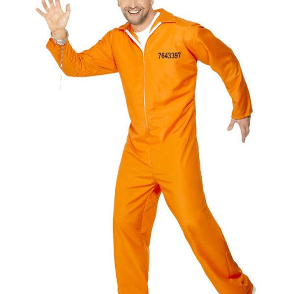 Escaped Prisoner Costume, Orange - Adult Weekender