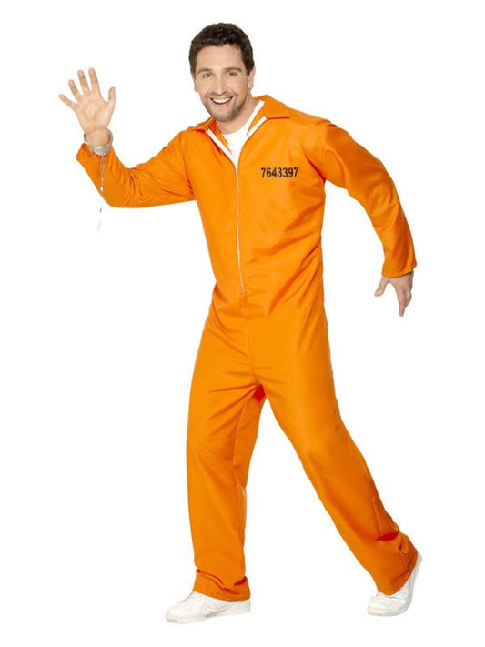 Escaped Prisoner Costume, Orange - Adult Weekender