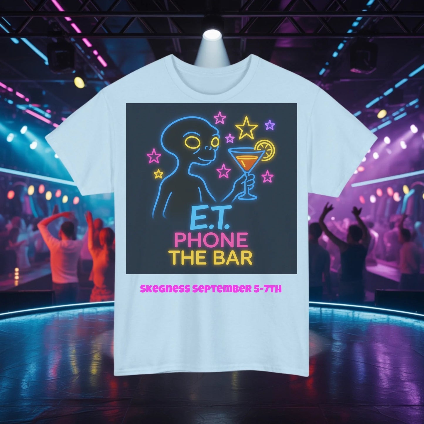 ET Phone the Bar - Adult Weekender Front and Back Personalised Unisex Heavy T-Shirt 80s - Adult Weekender