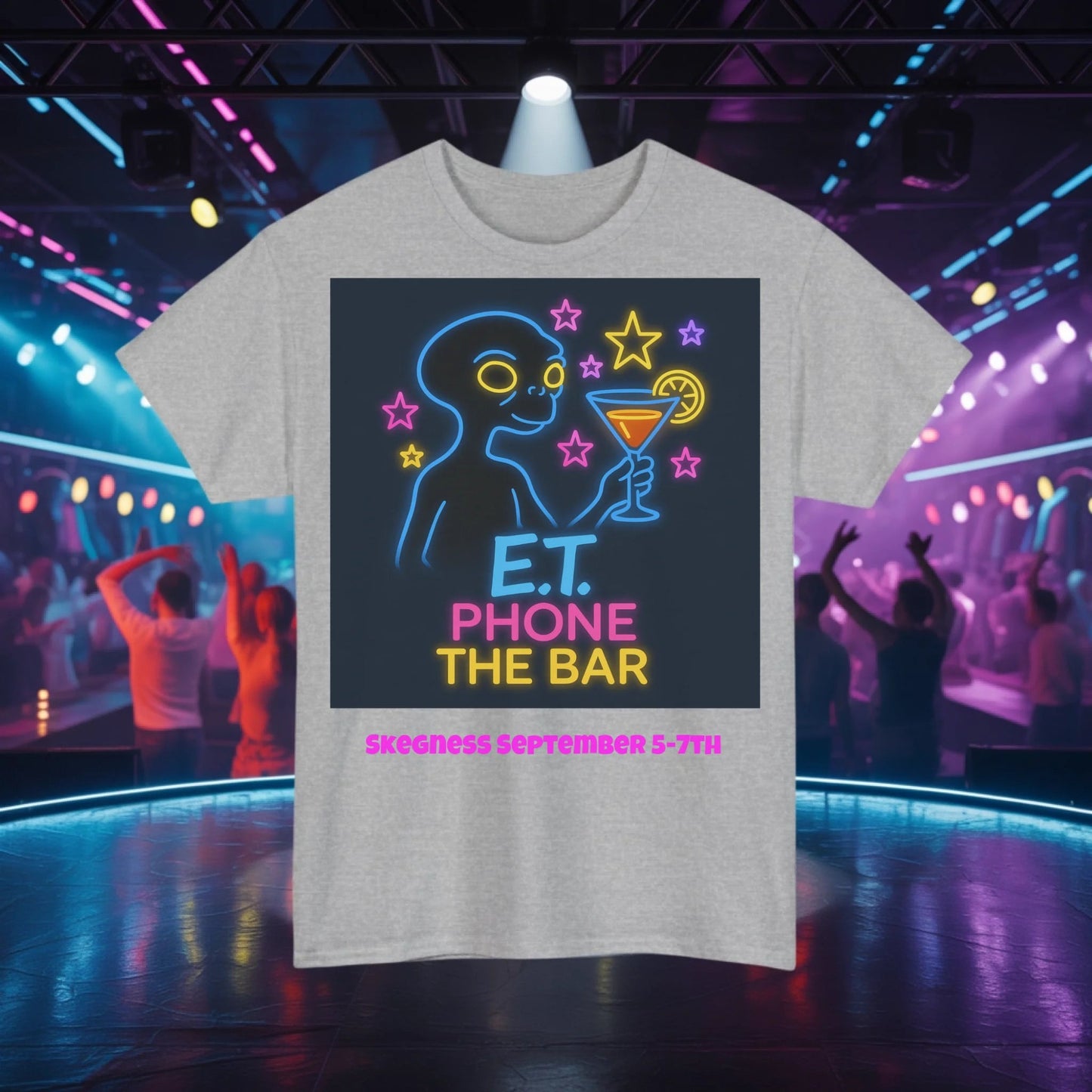 ET Phone the Bar - Adult Weekender Front and Back Personalised Unisex Heavy T-Shirt 80s - Adult Weekender
