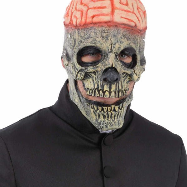 Exposed Brain Skull Latex Mask, with Moving Mouth - Adult Weekender