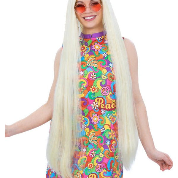 Extra Long Hippie Wig, Blonde - Adult Weekender