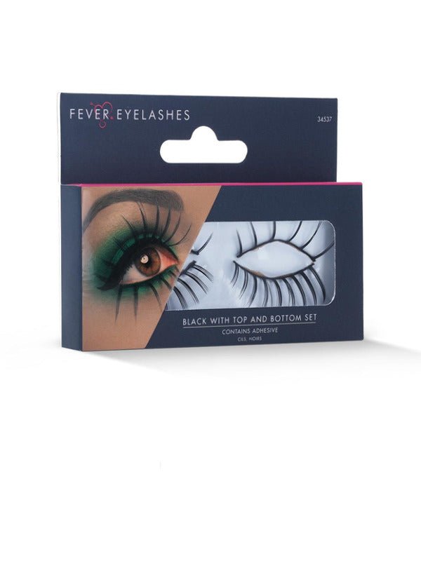 Eyelashes, Top and Bottom Set, Long, Black - Adult Weekender