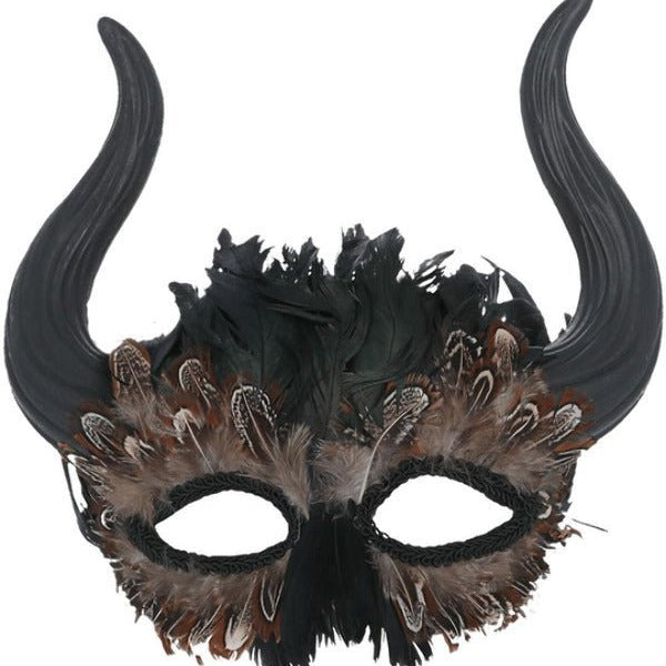 Feathered Venetian Horned Mask - Adult Weekender