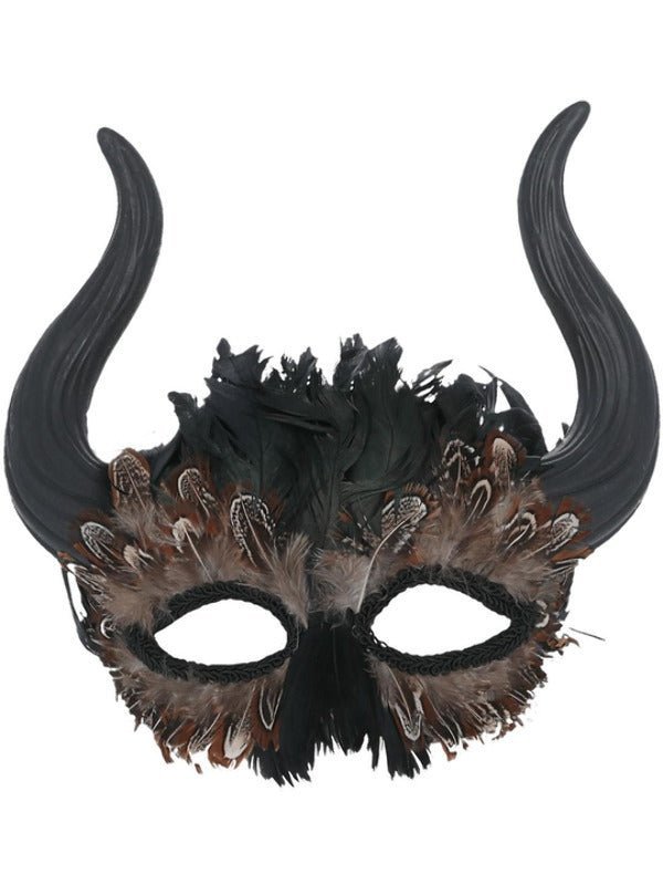Feathered Venetian Horned Mask - Adult Weekender