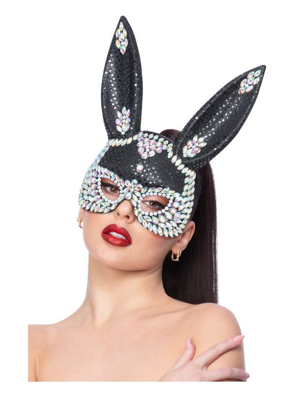 Fever Black Jewel Sequin Rabbit Mask - Adult Weekender