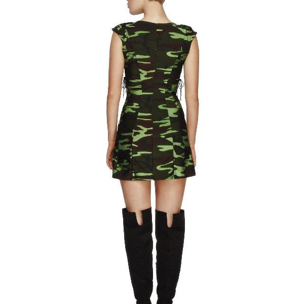 Fever Combat Girl Costume, Camouflage Green - Adult Weekender