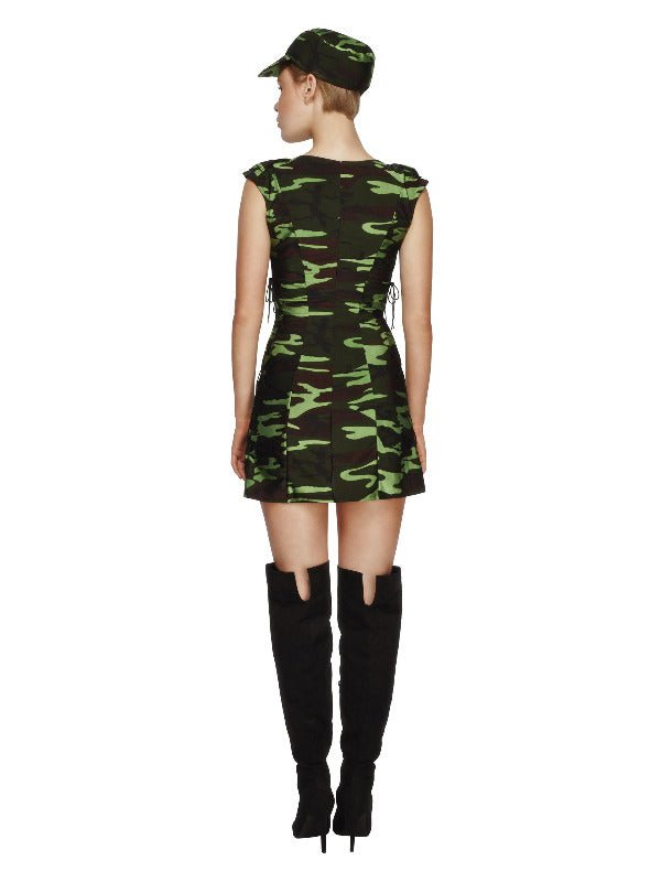 Fever Combat Girl Costume, Camouflage Green - Adult Weekender