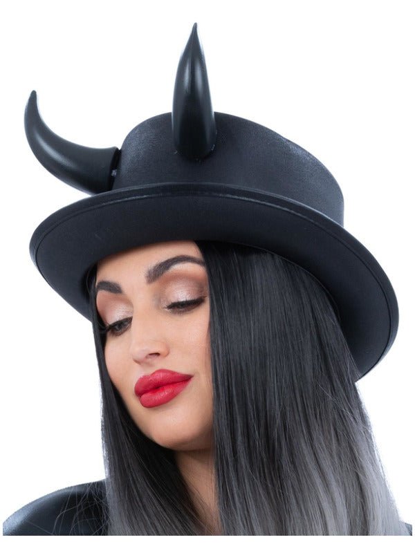 Fever Deluxe Black Devil Metallic Top Hat - Adult Weekender