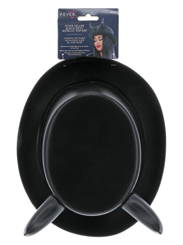 Fever Deluxe Black Devil Metallic Top Hat - Adult Weekender