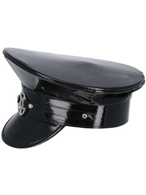 Fever Deluxe Black Wetlook Occult Captains Hat - Adult Weekender