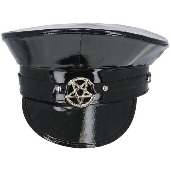 Fever Deluxe Black Wetlook Occult Captains Hat - Adult Weekender