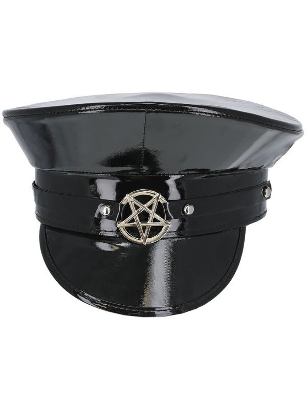 Fever Deluxe Black Wetlook Occult Captains Hat - Adult Weekender