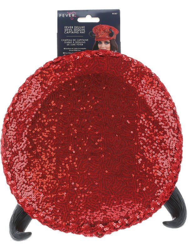 Fever Deluxe Devil Sequin Captains Hat - Adult Weekender