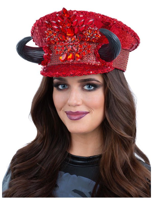 Fever Deluxe Devil Sequin Captains Hat - Adult Weekender
