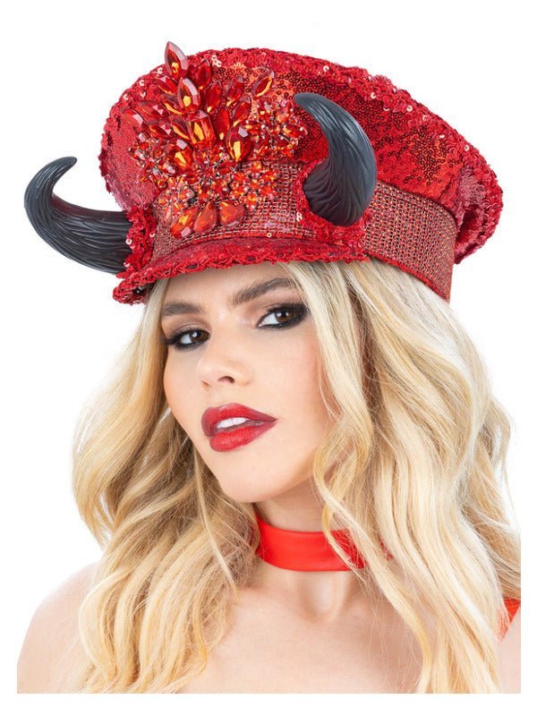 Fever Deluxe Devil Sequin Captains Hat - Adult Weekender