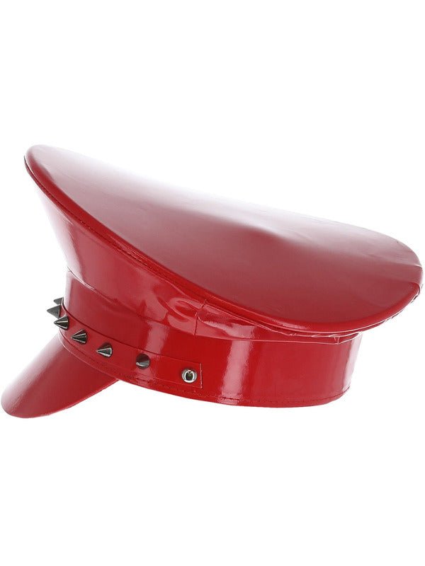 Fever Deluxe Red Wetlook Studded Captains Hat - Adult Weekender