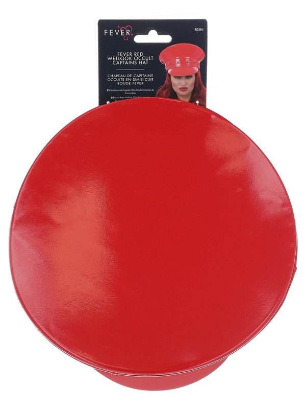 Fever Deluxe Red Wetlook Studded Captains Hat - Adult Weekender