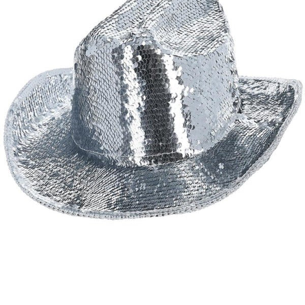Fever Deluxe Sequin Cowboy Hat, Silver - Adult Weekender